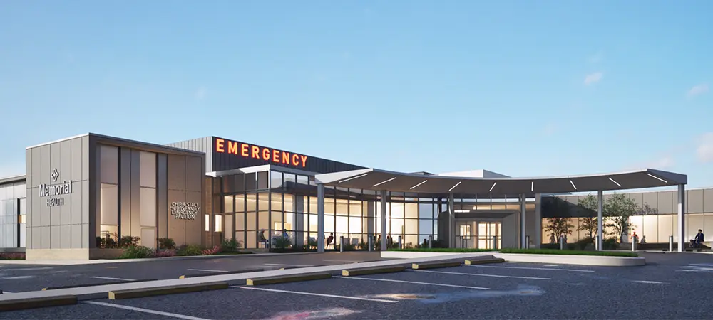 Memorial Hospital Emergency Department Exterior Rendering
